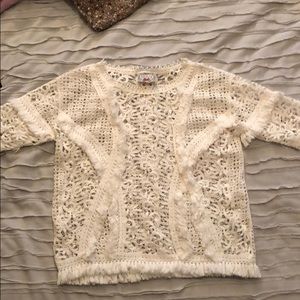 White lace and fringe top